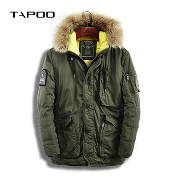

New Winter Men's Jackets Hooded Fur Collar Solid Warmed Windproof Mens Parkas Long Thicken Male Outwear Padded Coats