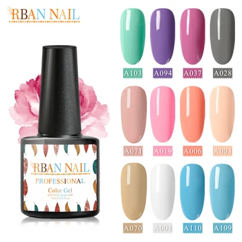 

RBAN NAIL 7ml Color Gel Nail Polish Pure Gel Varnish For Manicure Semi Permanent Soak Off UV Led Long Lasting Nail Art Laquer