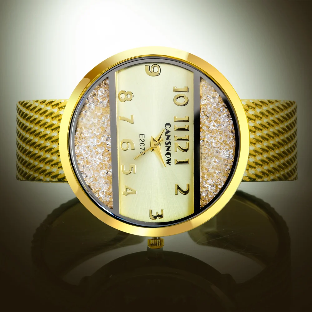 2019 новый браслет часы для женщин часы Роскошные горный хрусталь циферблат элегантное из нержавеющей стали большой циферблат стильный