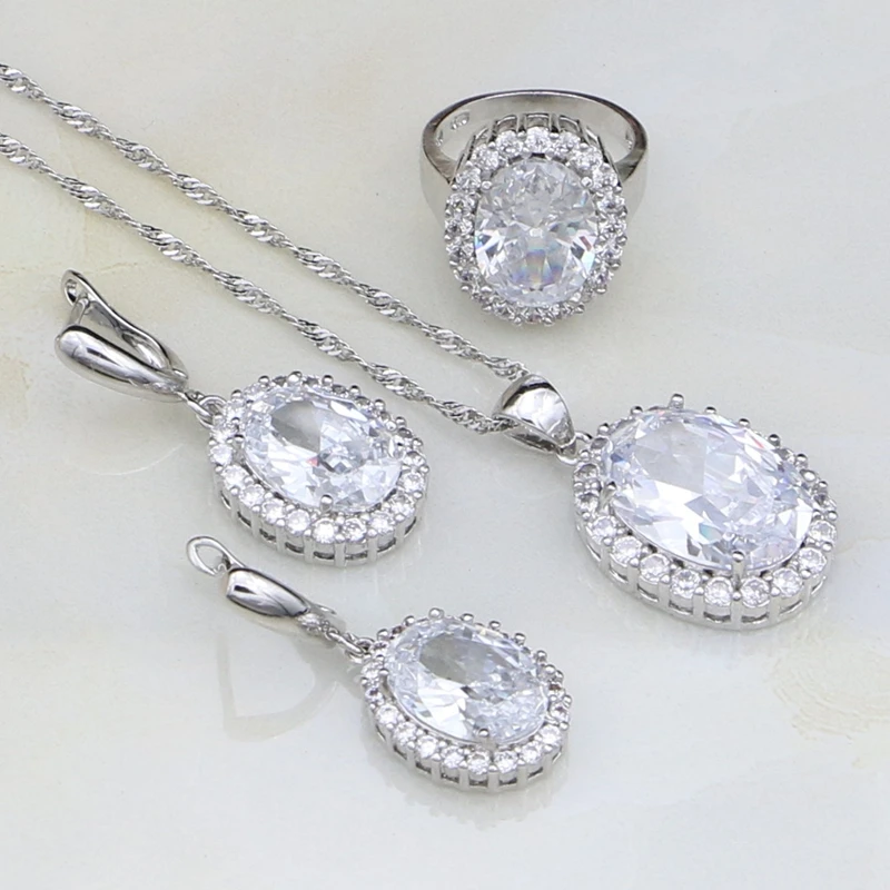 925 Sterling Silver Costume Jewelry White Cubic Zirconia Bridal Jewelry