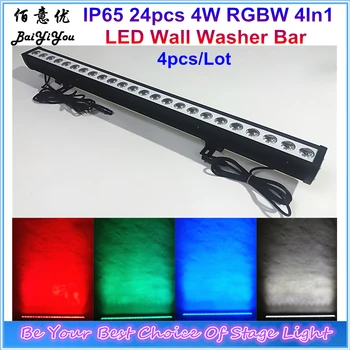 

4pcs/Lot Event Club Wedding Outdoor Decoration Backdrop IP65 24pcs 4W RGBW 4In1 LED DMX Outdoor Wall Washer Bar Light