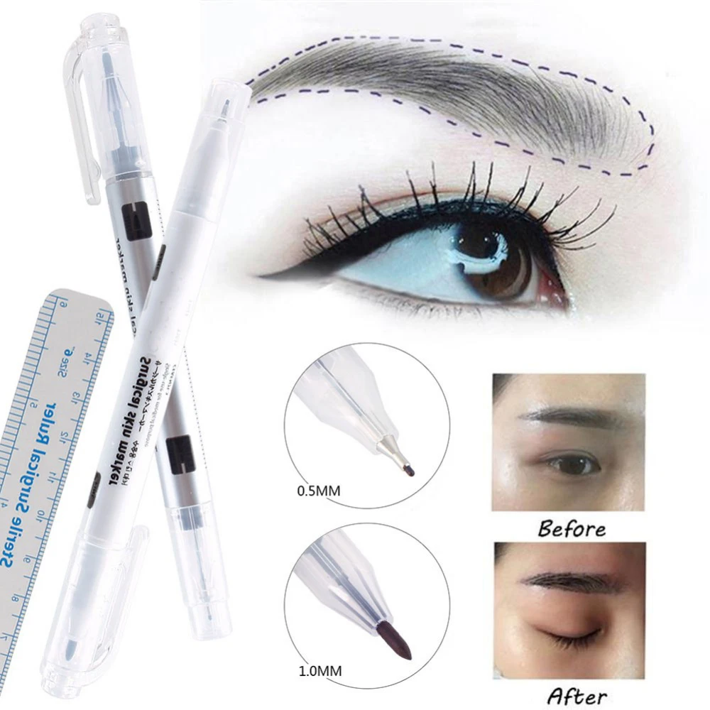 

Surgical Skin Eyebrow Pen Tattoo Skin Marker Pencil With Measuring Ruler Eyebrow makeup tools