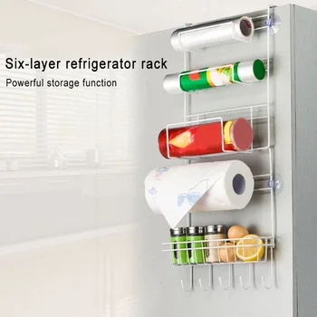 

Multilayer Kitchen Storage Hanger Iron Refrigerator Side Shelf Rack Oganizer Tool YU-Home