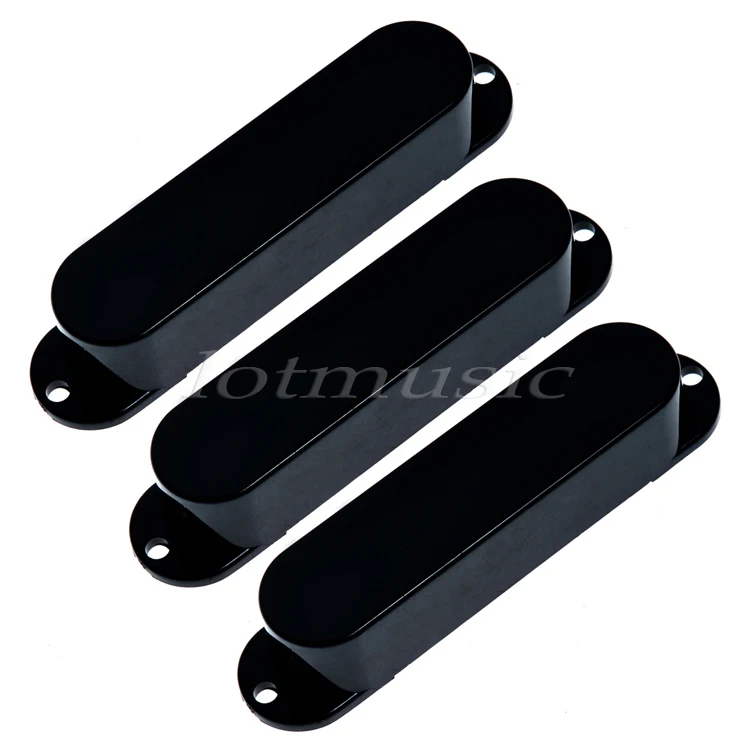 3Pcs Black Plastics Single Coil Pickup Covers Closed Solid For Fender