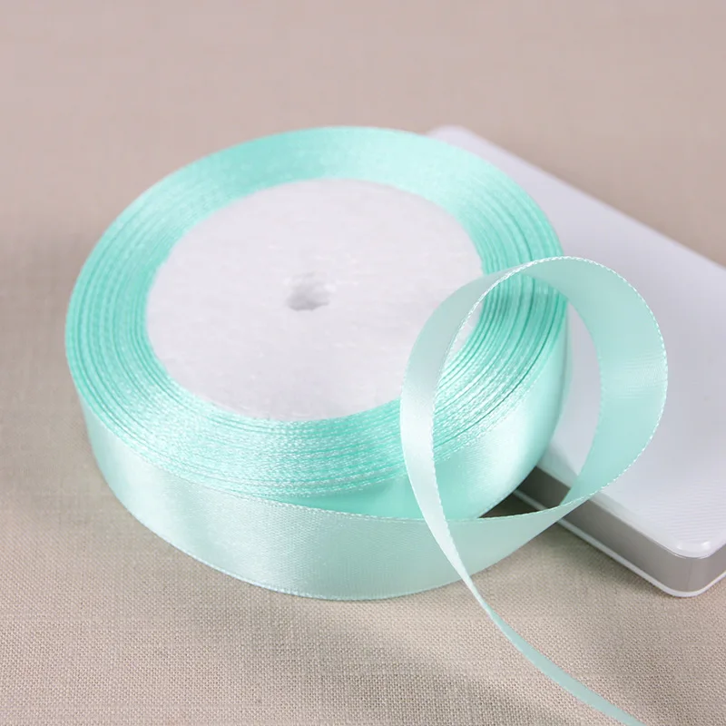 Aqua Green Silk Satin Ribbon Wedding Decorative Gift Wrap Accessories DIY Handmade Material 25Yards 6/10/15/20/25/40/50mm