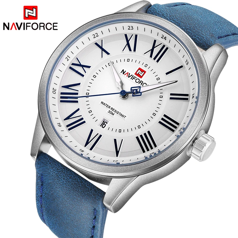 NAVIFORCE мужские часы Топ люксовый бренд Мужская мода простой кожаный ремешок кварцевые часы повседневные Бизнес водонепроницаемые наручные часы