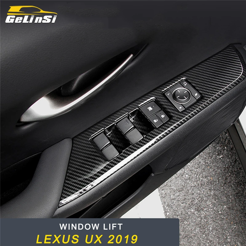 

GELINSI Door Gate Window Lift Button Switch Panel Cover Trim Frame Sticker Interior Accessories for Lexus UX 2019 Car Styling