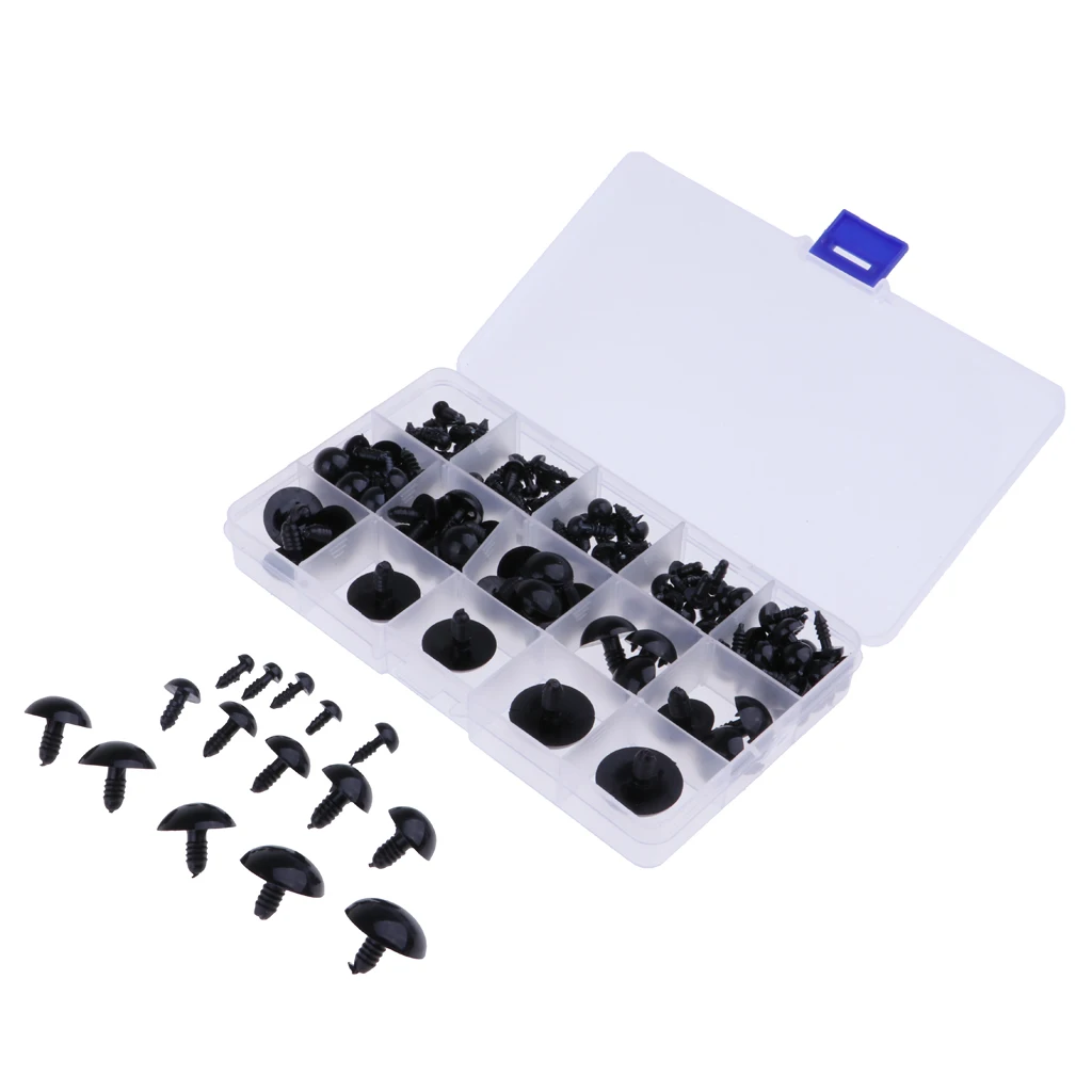 154 Pieces Black 6-24mm Plastic Safety Eyes For Teddy Bear Doll Animal Puppet Toys Crafts DIY Making