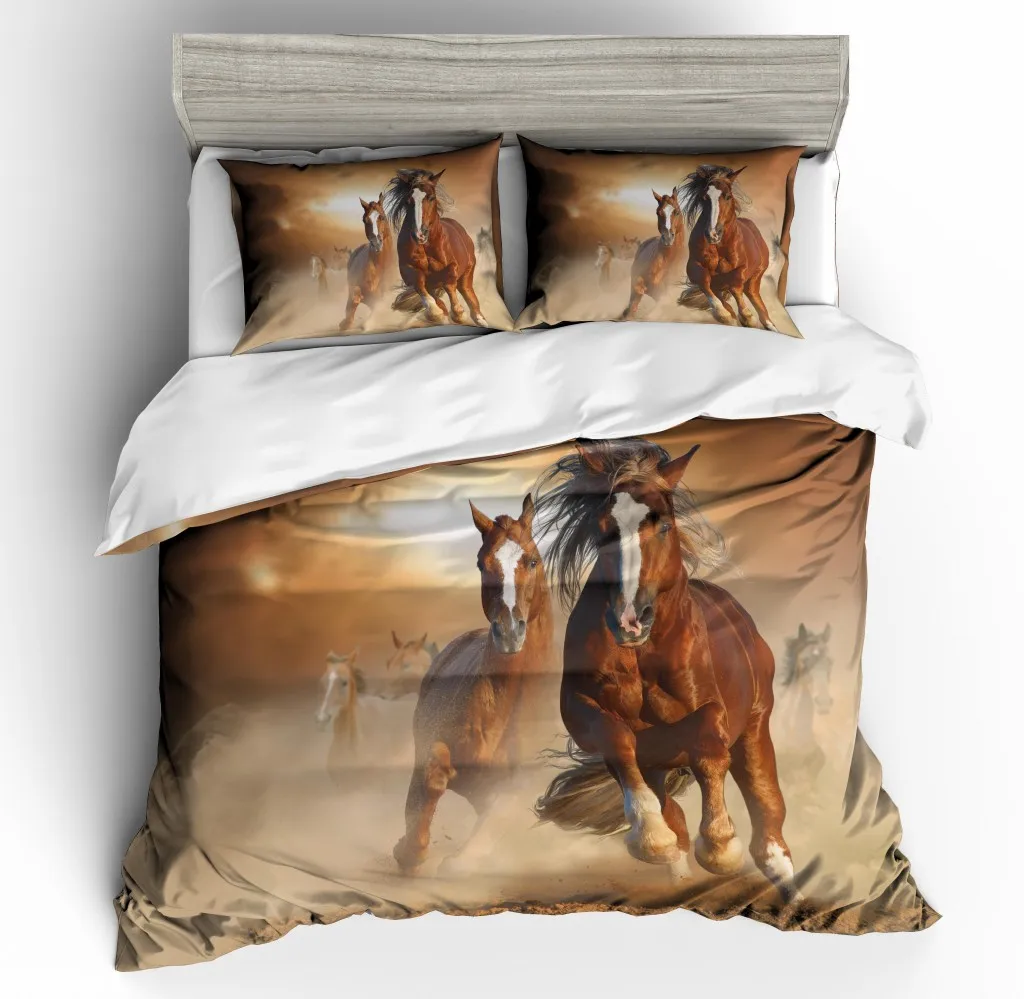 Постельное белье с животными лошадью, пододеяльник, QH79 постельное белье, винтажный домашний текстиль, 3 шт., двойной, полный, queen, califoria, King size, 3D принт