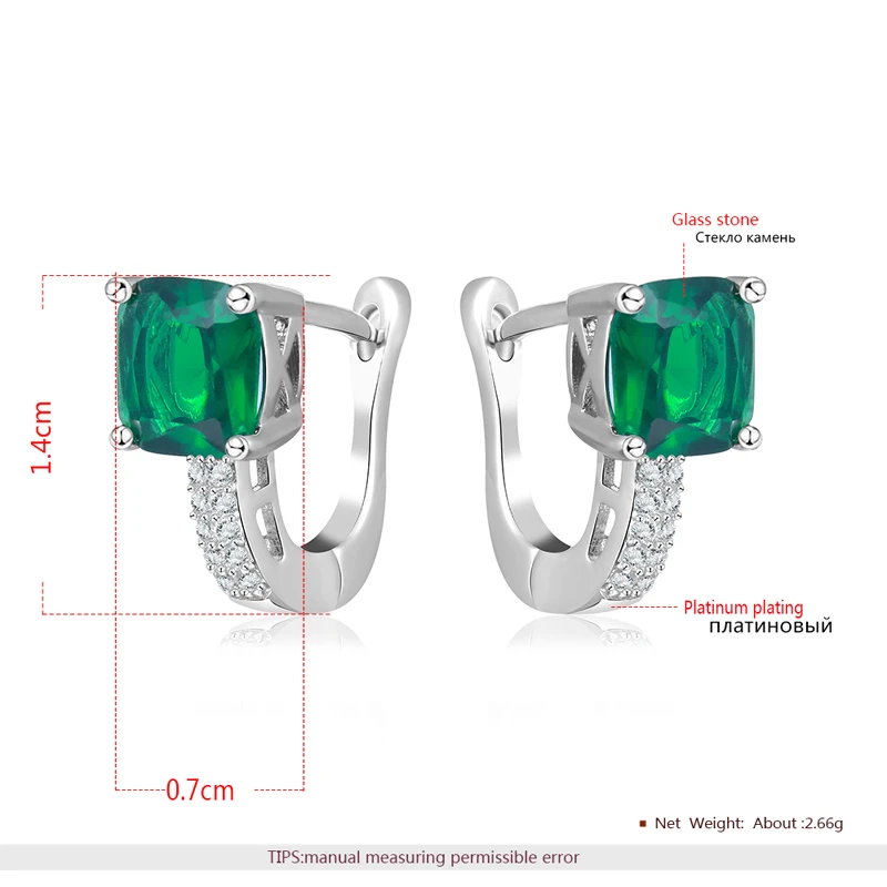 Garilina модные ювелирные изделия серебро зеленый циркон серьги гвоздики для женщин E2262