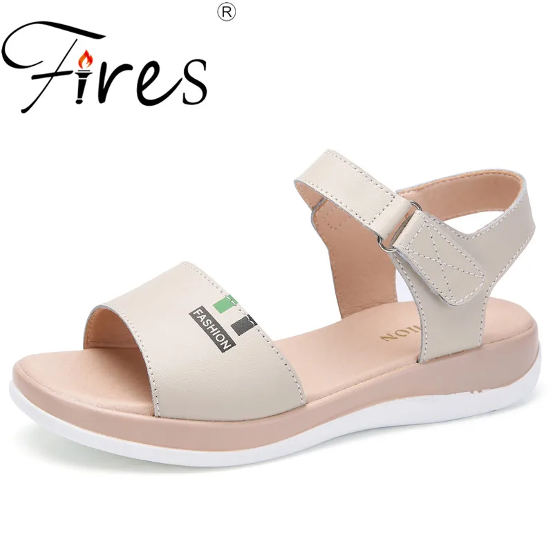 

Fires High Quality Summer Women Sandals Comfortable PU Leather Flat Comfort Sandals Lady Shoes Woman WhiteCasual Sandalias