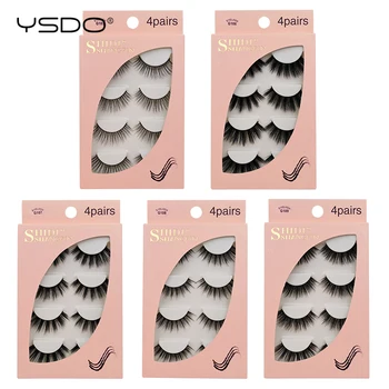 

YSDO 4 pairs mink lashes eyelash extension 3d mink eyelashes false lashes fluffy lashes makeup full strip eyelashes faux cils G1