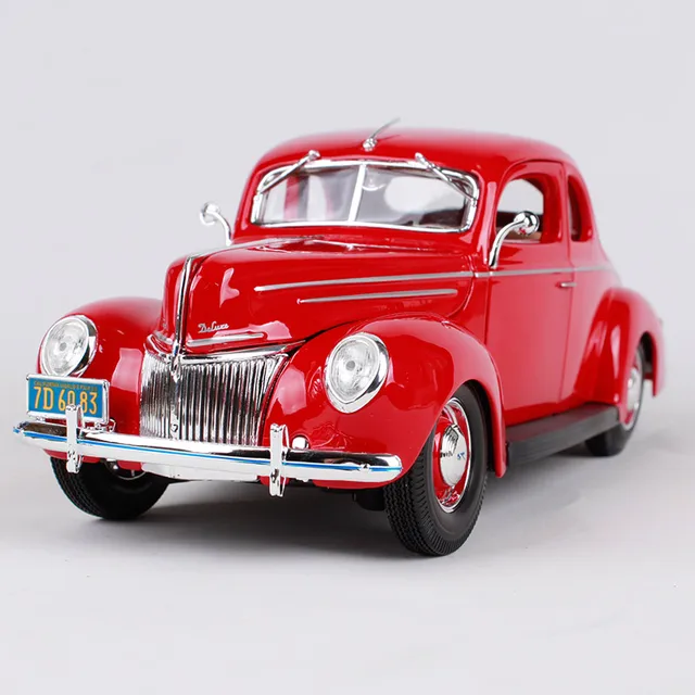 Maisto 118 1939 ford deluxe red car diecast 255*98*93mm classic motorcar diecast old famous