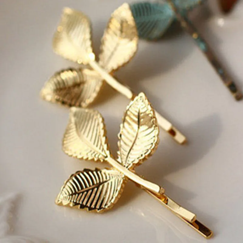 New Woman Bride Metal Leaf Hair Clips Pearl Hairpin Beautiful And Elegant Girls barrettes Hair Accessories Fashion Two Type