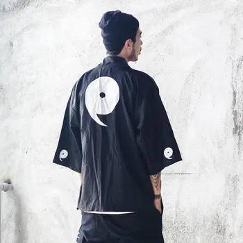 

High Street punk style streetwear swag skateboard Kimono jacket Male harajuku Cardigan outwear Thin Coat Han clothes A62804