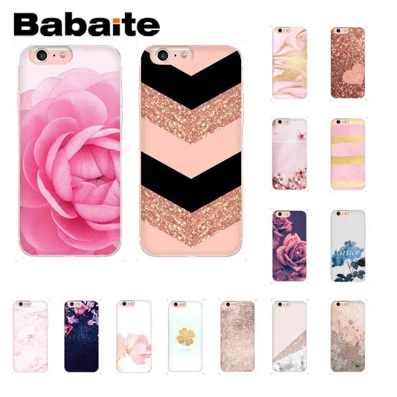 

Babaite Gold Pink rose Glitter print Soft Silicone Phone Case for iPhone 8 7 6 6S Plus 5 5S SE XR X XS MAX 10 11 11pro 11promax