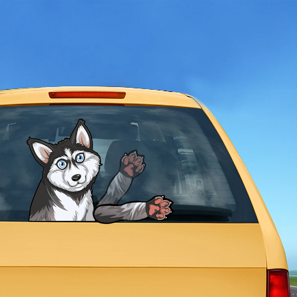 

Lovely Husky Dog Removable Waving Wiper PVC Rear Window Wiper Stickers Rear Windshield Car Sticker Car Styling Auto Decorations