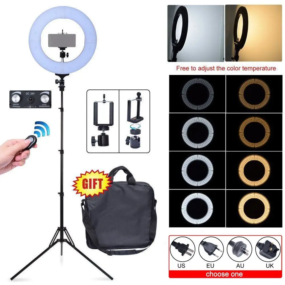 Fotoconic 60W 35cm 2700K5500K 336 LED Dimmable Ring Light + Camera