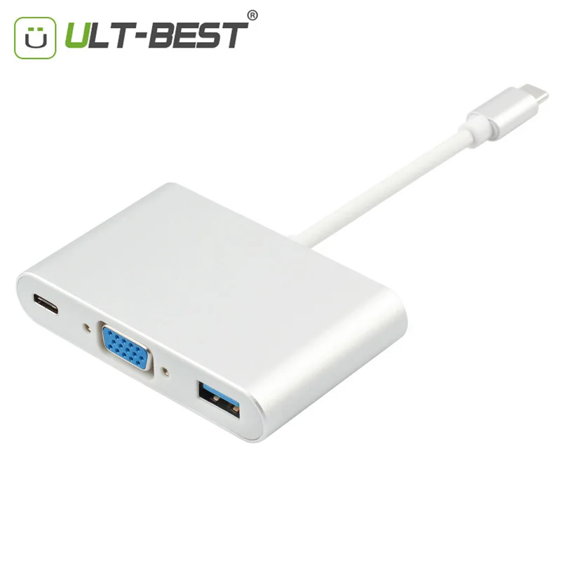 Ult-лучший USB 3,1 Тип с разъемами типа C и вставной конвертер для vga с USB3.0 F USB-C Зарядное устройство Кабель-адаптер для Macbook 12 дюймов Chromebook Pixel