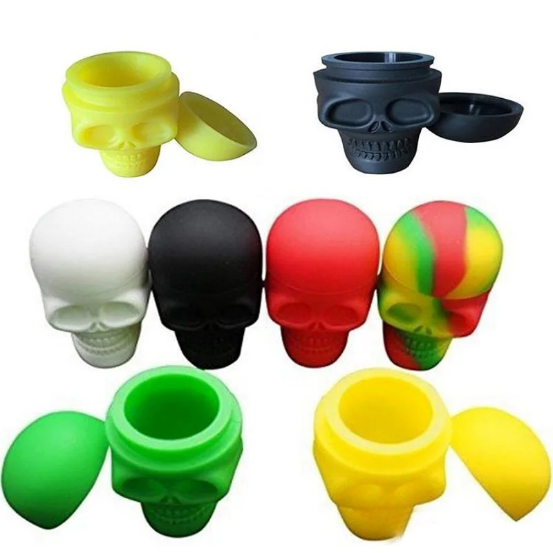 

Assort Colors 15ML Skull Silicone Container Wax Dab Jar Platinum Cured Oil Cosmetic Containers FDA Food Grade Slicone Non-stick