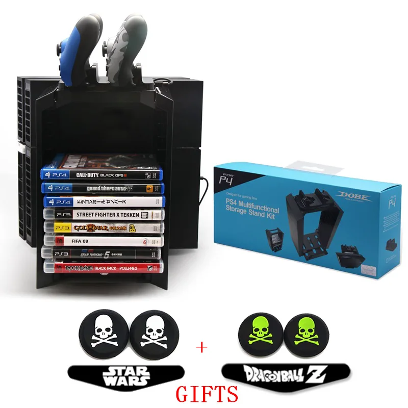 

Multifunctional 12 pcs Game CD Storage Stand Tower+Dual Charging Dock Stand +GIFTS for Playstation4 Dualshock 4 PS4 Controller