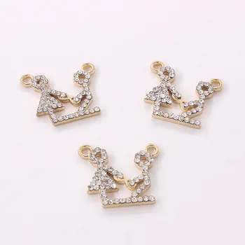 

NCRHGL 10pcs Gold Diamonds Twin Crystal Pendants Best Friends Gift Connectors For Bracelets Necklace Clothes Jewelry Findings