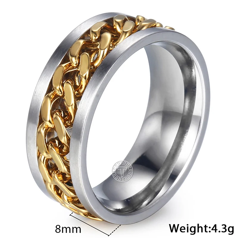 Золотой серебряный браслет, кольцо, ювелирный набор для мужчин, нержавеющая сталь, Византийский браслет-цепочка, мужской свадебный набор колец KB258 KR144
