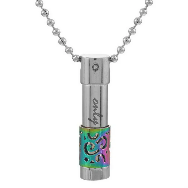 Полый из кремации урна ожерелье кулон 316L нержавеющая сталь «только любовь» ожерелье бутылка золы мемориальные украшения - Окраска металла: 38mmx9mm colorful
