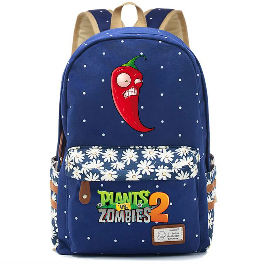 Игра PVZ, Подсолнух, крестьянский орех, цветы, точка, мальчик, девочка, школьная сумка, женский рюкзак, школьная сумка для подростков, Холщовый женский рюкзак 9 - Цвет: 703CHK-26