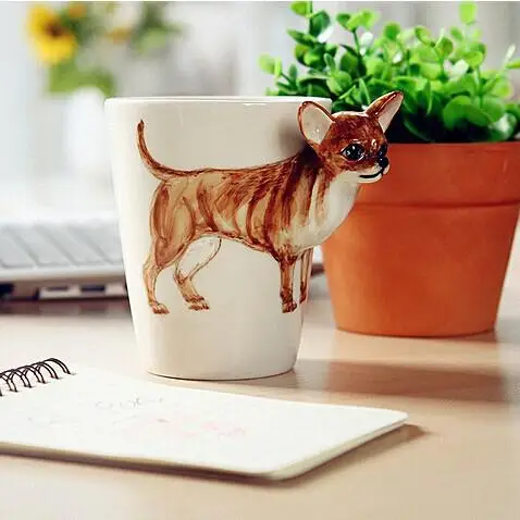 Ручная роспись 3D Животные MugCartoon собака кошка печатные творческие керамика Кофе