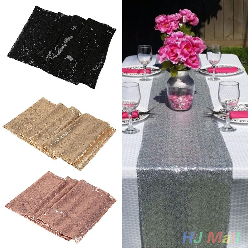 Buy 30x270cm White Black Sequin Sparkly Bling Table Runner Wedding Party Decor