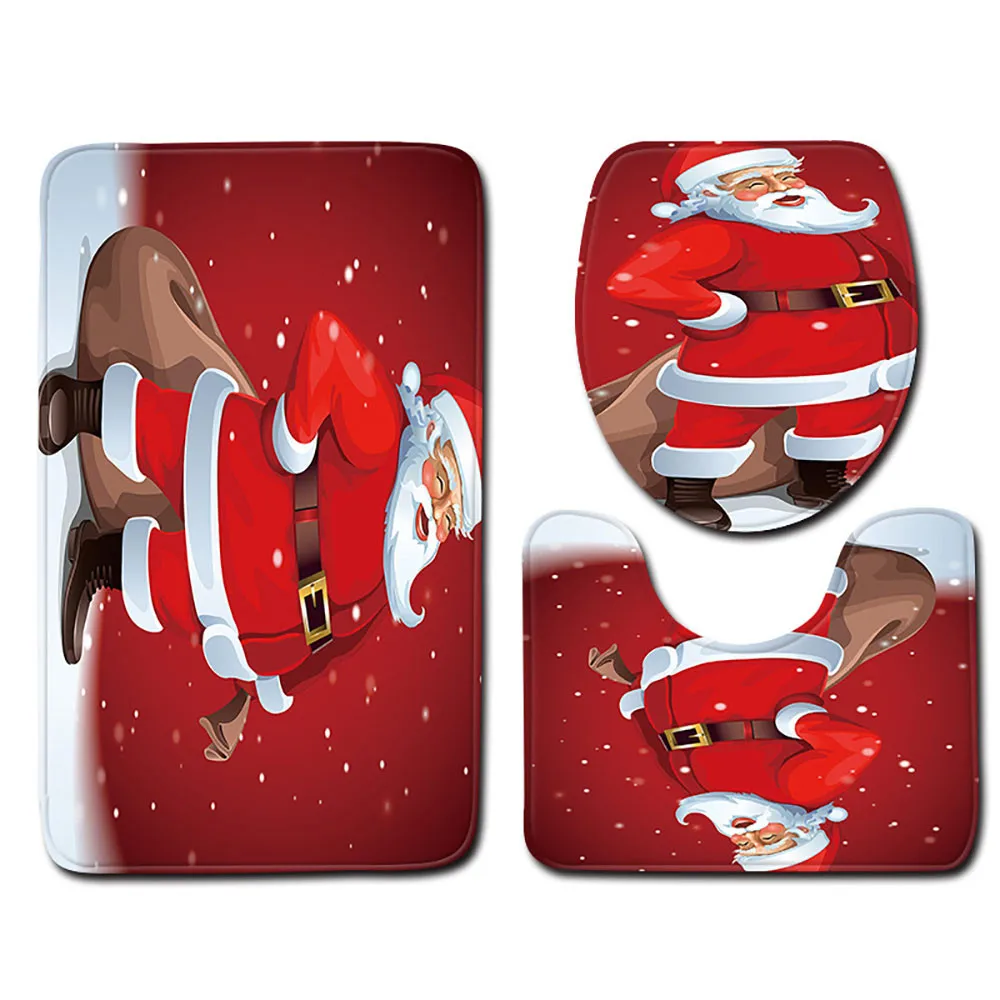 

Bathroom carpet set christmas 2019 Carpet 3pcs Non-Slip print christmas cartoon pattern for Bathroom Kitchen Carpet Doormats