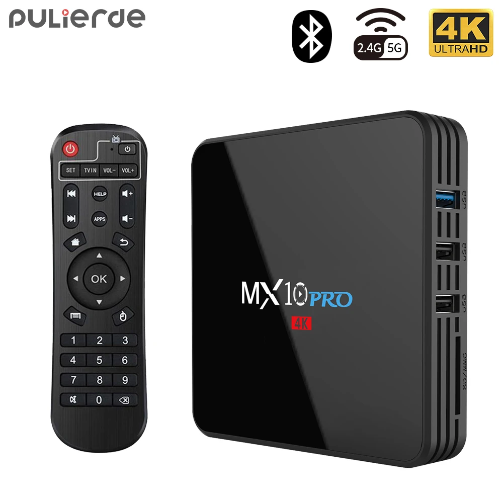 ТВ приставка PULIERDE MX10PRO Android 8 1 4 ГБ 32 RK3328 H2.65 4K 2 GHz/5 GHz WIFI Медиаплеер Smart TV BOX
