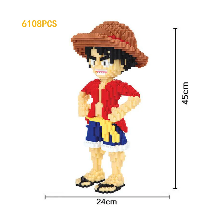 

Hot Japan anime image micro diamond building block pirate one piece Monkey D Luffy nanoblock model 45cm bricks toys for gifts