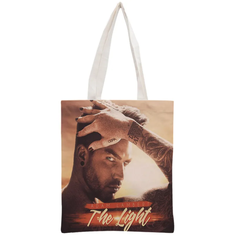 

Custom Adam Lambert Tote Bag Reusable Handbag Women Shoulder Foldable Cotton Canvas Shopping Bags