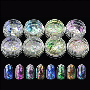 

1box Magic Starry sky Mirror Effects Chameleon brocade Cloud Powder pigment Laser Gel Sequins Paint Nail Art glitter Polish