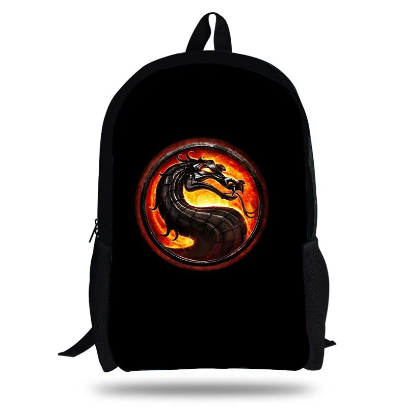 

KOLLEGG Popular 16 Inch Funny Mortal Kombat Printing Mens Backpack Set For Children School Bags Boys Bookbag
