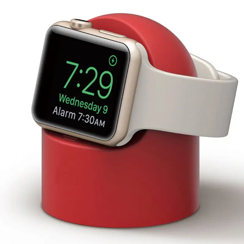 Зарядное устройство Подставка для микрофона силиконовый держатель для док-станции для Apple Watch, версии 4/3/2/1 44 мм/42 мм/40 мм/38 мм кабель для зарядного устройства - Цвет: Красный