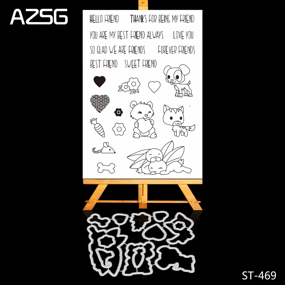 

Friendship Metal Cutting dies and Clear Stamp Set for DIY Scrapbooking Photo Album Decoretive Embossing Stencial