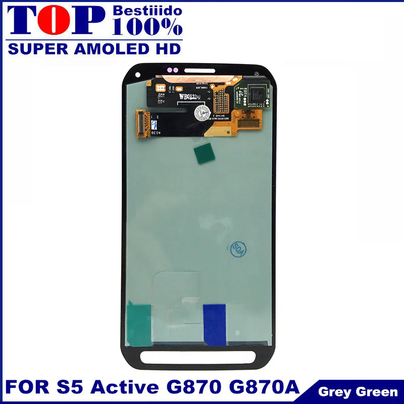 

For Samsung Galaxy S5 Active AMOLED LCD G870 LCDS Display Screen Touch Screen Digitizer Assembly Gray/Green Color Replacement