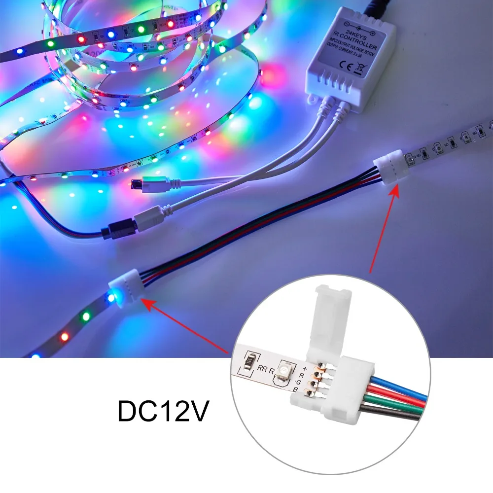 1 шт. RGB RGBW WS2811 2812 Светодиодная лента соединитель solderless PCB к кабель адаптер разъем