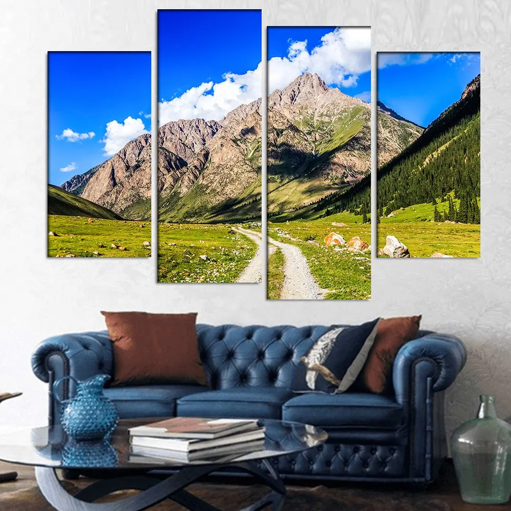 4PiecessetsCanvasArtMountainRoadLandscapeCanvasPaintingsHD