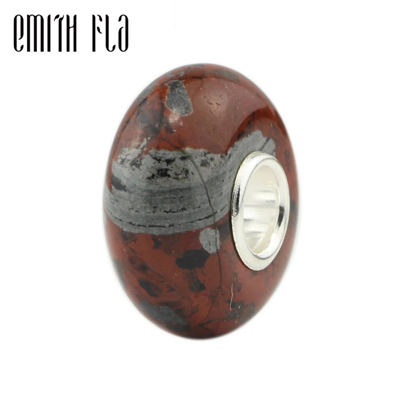 

Red Natural Beads Charms With Authentic 925 Sterling Silver Fit European Charm Bracelet Round Beads Silver Jewelry Gifts