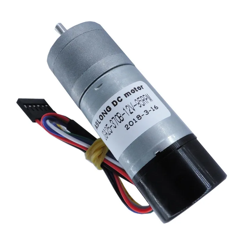 

JGA25-370GB Encoder Motor DC 12 Volt Gear Motor Low Speed Brush Motor Mini Gear Electric Motor Fully Enclosed Encoder