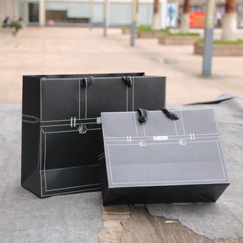 

10pcs Large Kraft Paper Bag Present Box Cloth Shopping Bags with Handle Paper Gift Package Makeup Packing Bag Hand Bag
