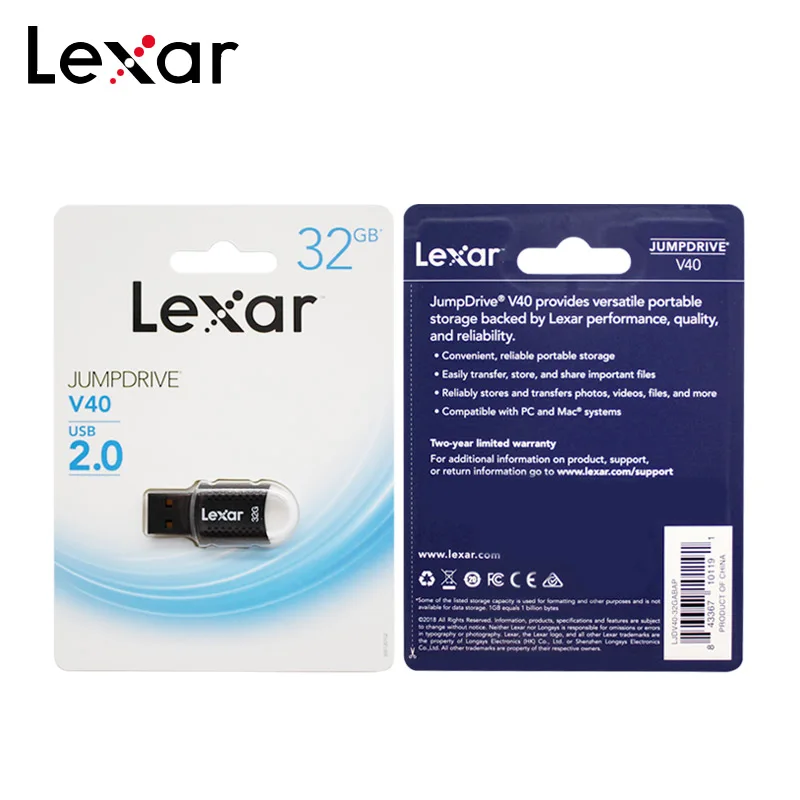 100% Оригинальный USB флеш накопитель Lexar V40 2 0 JumpDrive 16 ГБ 32 U флешка карта памяти для