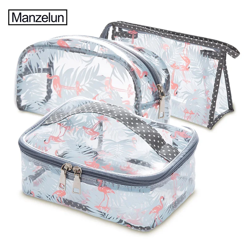 

Travel Washing Cosmetic Bag Transparent Makeup Organizer Flamingo Toiletry Bathing Storage Bag PVC Case Waterproof Pouch