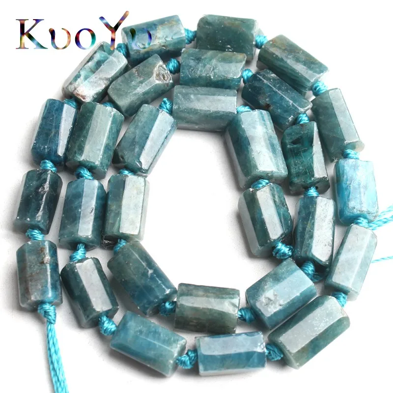 

Natural Faceted Blue Apatite Stone Beads Cylinde Gem Loose Spacer Bead For Jewelry Making DIY Bracelet Necklace 15"Strand 8x11mm