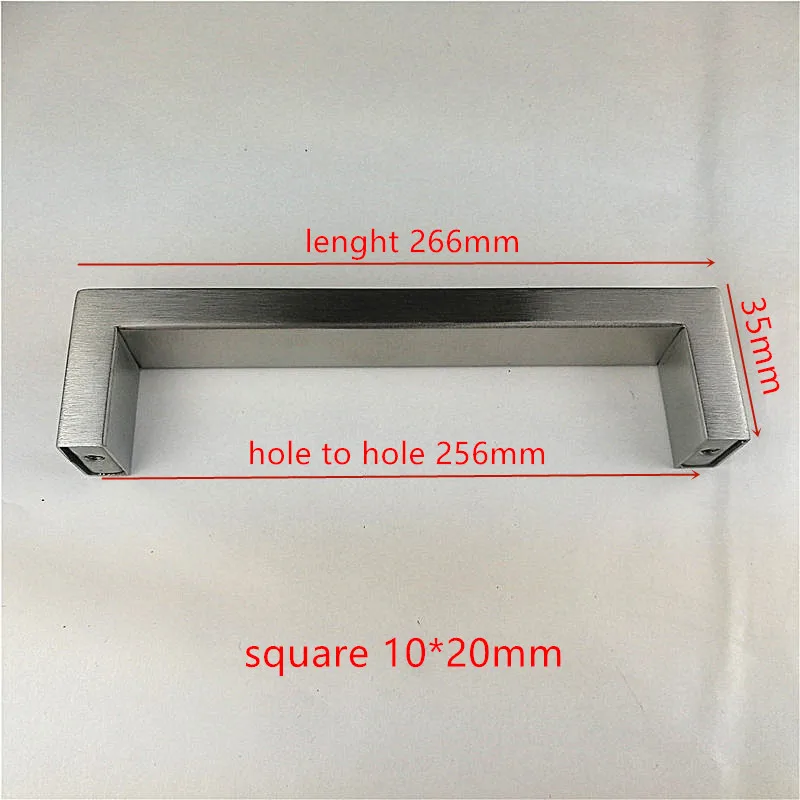 Квадратная ручка 10*10 12*12 10*20 мм нержавеющая сталь матовая кухонная ручка дверного шкафа Ручка "~ 24" - Цвет: 1020-256mm