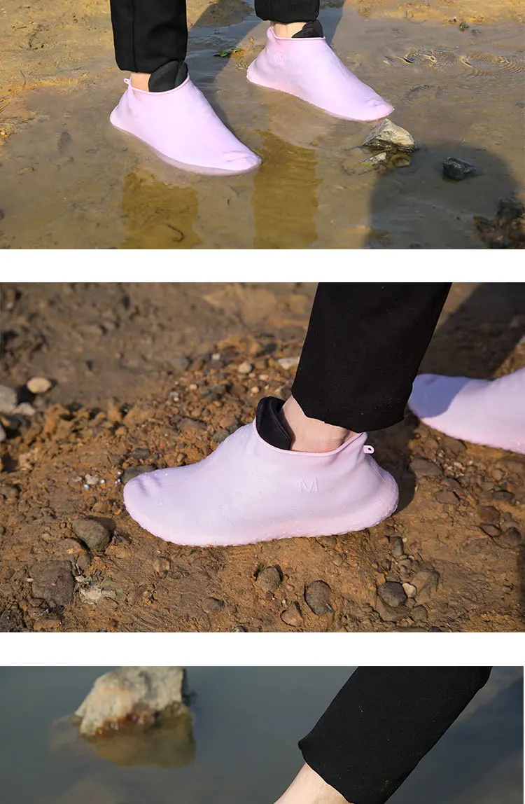 Reusable Rain Snow Shoe Covers Waterproof Overshoes Boot Gear Anti-Slip Foldable 2